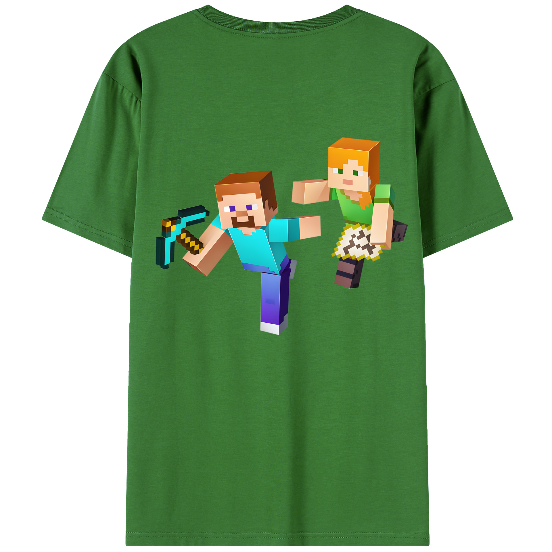 （画像用） マインクラフト ブロックの世界 Minecraft MC Block world レディース半袖Tシャツ(バックプリント)